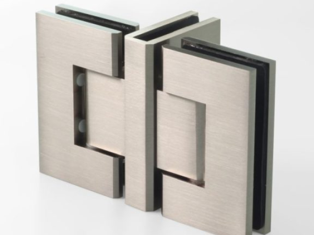 Brushed Nickel hinge for back to back glass shower doors - glasscapes