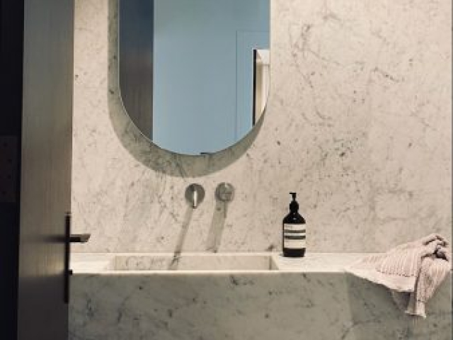 Pill shaped floating mirror Perth - Glasscapes