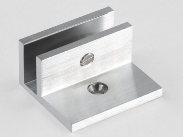 Satin chrome floor bracket for frameless glass shower screens - glasscapes